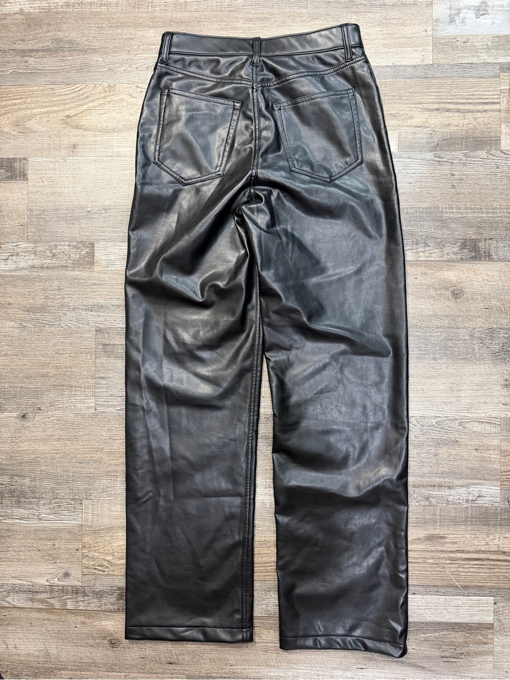 Abercrombie‎ & Fitch Black Faux Leather Wide-Leg Pants - Picture 7 of 8